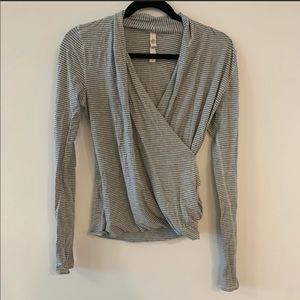 Lululemon Striped Long Sleeve Wrap Shirt